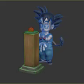 Kid Goku Character With Spiky Hair Blue Outfit Tail By Wooden Pillar Golden Orb