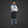 Game And Movie Character Chef In White Uniform With Black Apron Arms Crossed