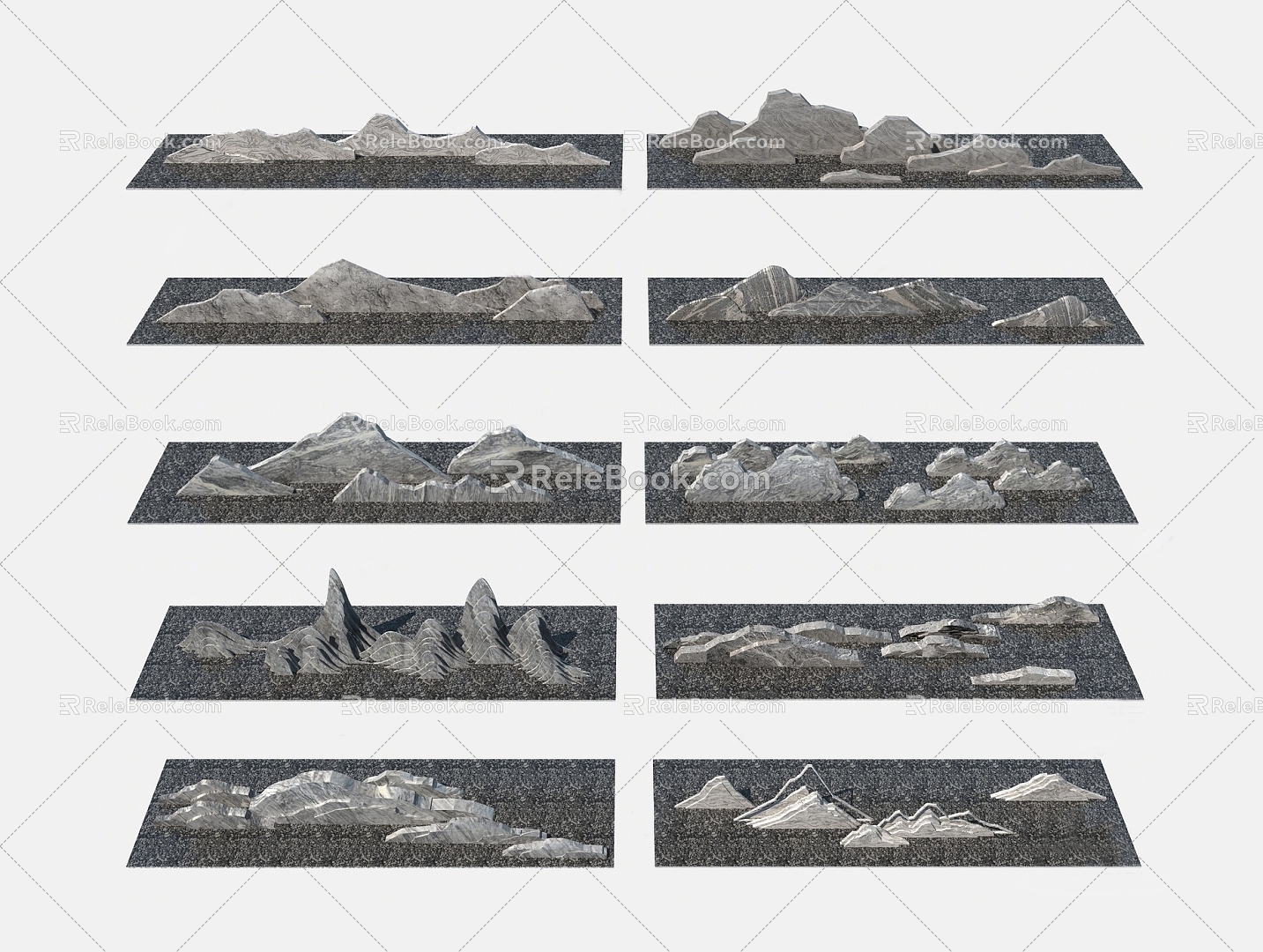 rubble snow wave rockery waterscape stone combination rubble combination square landscape stone 3d model