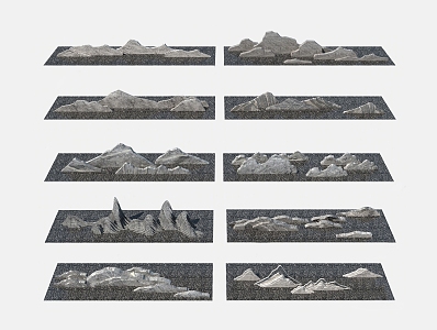 rubble snow wave rockery waterscape stone combination rubble combination square landscape stone 3d model