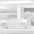 Modern 4S Car Dealership Architectural Design Showcasing Vehicle At Night
