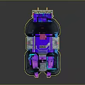 Futuristic Purple And Blue Amphibious Water Transport Vehicle With Large Wheels Propeller And Seat