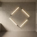Diamond Shaped Wall Lamp With Linear Lights In Concrete Interior Space