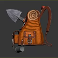 Orange Everyday Backpack with Essential Tools and Supplies for Daily Use