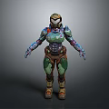 Female Armored Character With Biomechanical Armor And Organic Textures Standing Pose 3D Model Design