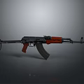 Classic Military Rifle With Wooden Stock Black Metal Body And Curved Magazine