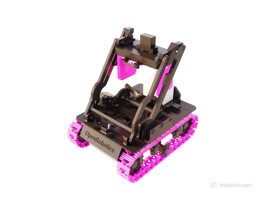 Phantomics Robot With Pink Tracks And Black Mechanical Structure Design 3d model 