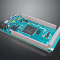 Green Microcontroller Development Board With Electronic Components Pin Headers And Chip