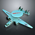 Light Blue AEW Aircraft Model With Top Radar Dome Propellers And Tail Fin Emblem