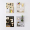 Stylish Wall Decor Designs Featuring Pegboard Shelves Hanging Utensils And Green Plants Storage