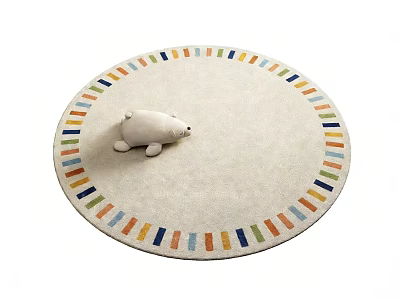 Round Rug With Colorful Striped Border And Soft Light Center For Home Decor 3d model