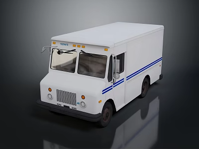 White Box Style Bus With Blue Stripes And Fresh Front Sign Design 3d model