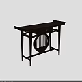 Solid Wood Entryway Console Table With Drawer Circular Cutout And Metal Legs 3d model
