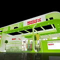 HonleX Modern Exhibition Booth With Green And White Design Open Structure And Display Area