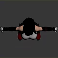 3D Model Woman with White Tank Top Black Skirt Red High Top Shoes Arms Outstretched