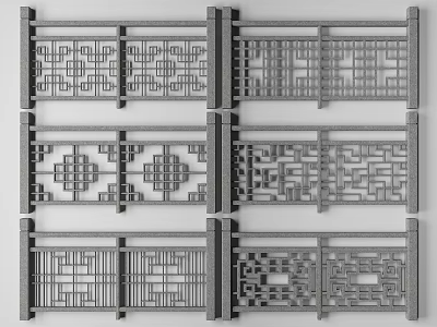Traditional Ornamental Railings With Intricate Carved Patterns And Classic Design Elements For Outdoor Use 3d model