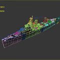 Modern Military Warship As Water Transportation Vehicle With Gray Hull And Turrets