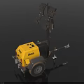 Atlas Copco Yellow Mobile Lighting Tower With Multiple Lights And Wheels