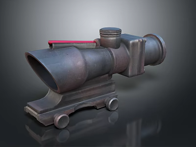 Vintage Metal Household Decor Item With Red Accent And Wheel Stand 3d model