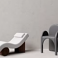 Modern Leisure Chairs Featuring White Lounger Gray Armchair And Wooden Base Design
