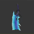 Ornate Ice Crystal Weapon With Blue Glowing Blade And Chain