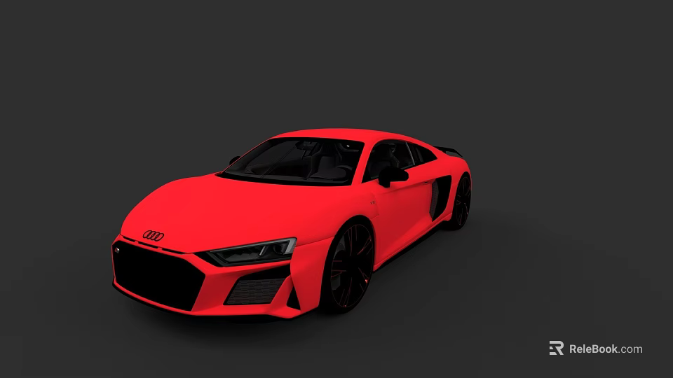 Audi Red Two Door Sports Car With Sleek Design And Black Wheels 3d model 