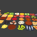 Assorted Delicious Food Items Including Sandwiches Burgers Vegetables Meats And Fries