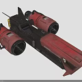 Red and Black Spacecraft with Twin Thrusters for Deep Cosmic Exploration Missions