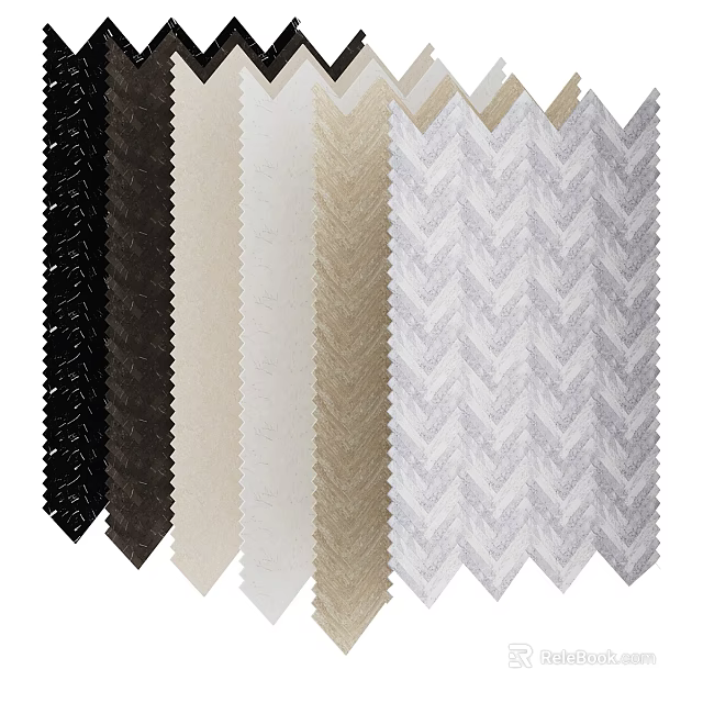 Selection Of Floor Tiles With Herringbone Patterns And Various Colors 3d model