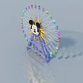 Colorful Cabins Ferris Wheel Featuring Mickey Mouse Head Purple Frame And Light Blue Background