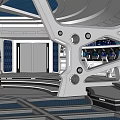Futuristic Sleek Control Room With Blue Illuminated Panels And Workstations