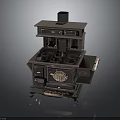 Vintage Cast Iron Stove With Multiple Burners Drawers And Decorative Design