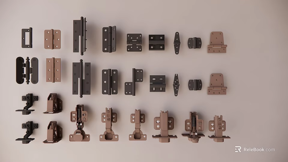 High Quality Hardware Tools With Assorted Hinges Brackets And Furniture Connectors 3d model