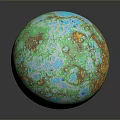 Vibrant Planetary Landscape Showcasing Green Blue Orange Surface With Natural Patterns