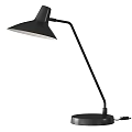 Modern Black Desk Lamp With Curved Arm Adjustable Sleek Conical Shade Design