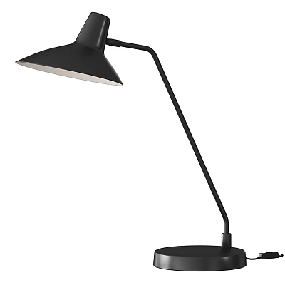 Modern Black Desk Lamp With Curved Arm Adjustable Sleek Conical Shade Design 3d model