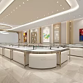 Jewelry Store Luxurious Interior Design With Display Counters And Chandelier Lighting