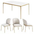 Elegant Modern Dining Table Set With White Tabletop And Upholstered Metal Chairs 3d model