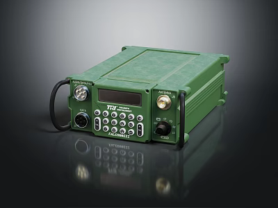 Green Portable Digital Communication Device with Buttons Knobs and Digital 3d model