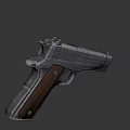 Modern Semi Automatic Handgun With Black Metal Body And Textured Brown Grip Design