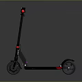 Sleek Black Electric Scooter With Red Handlebar Details And Sturdy Rubber Wheels