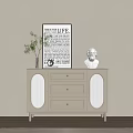 Minimalist Modern Entryway Console Table With Drawers Framed Art Plant And Bust Sculpture