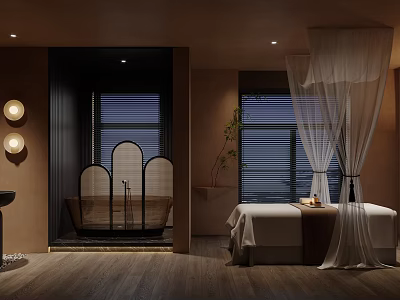 Modern Beauty Salon Interior With Comfortable Treatment Beds And Elegant Decorative Lighting 3d model