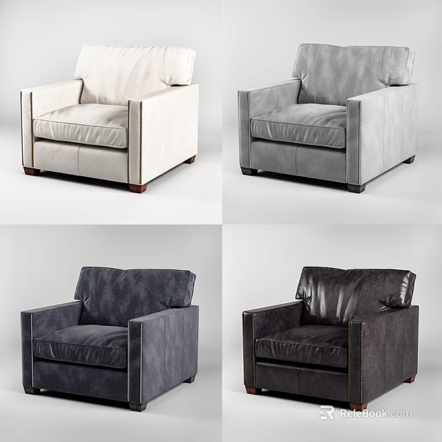 Modern Living Room Single Sofa In Different Colors With Comfortable Design 3d model