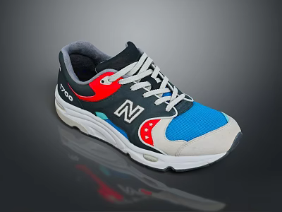 New Balance Casual Athletic Sneakers With Black Blue Red White Color Design 3d model