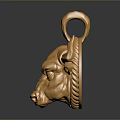 Golden Bull Head Pendant With Exquisite Craftsmanship And Intricate Horn Details