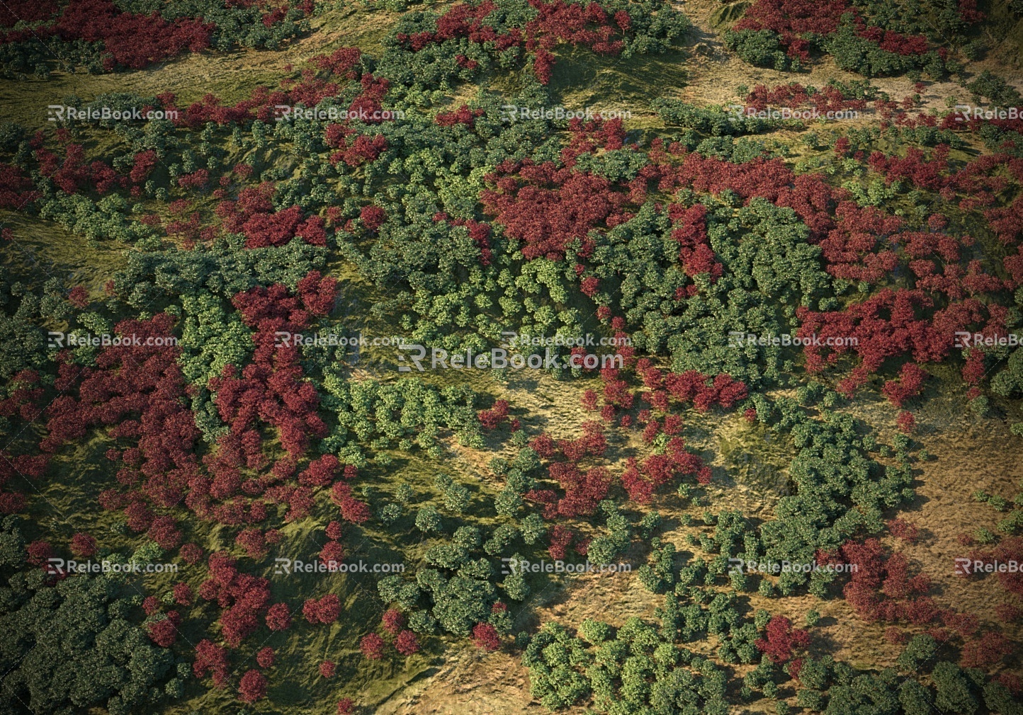 Modern Mountain Modern Tree Forest Bird's Eye View Mountain Mountain Forest Bird's Eye View Aerial View 3d model