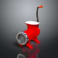 Red Manual Meat Grinder With Orange Handle And Metal Grating Component 3d model