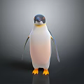 Realistic 3D Penguin Rendering With Orange Feet White Belly On Dark Background