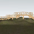 Wooden Walkway And Platform In Tropical Forest With Palm Trees And Green Vegetation